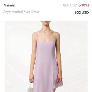 NWT MATERIEL TBILISI Sz 6 Silk Asymmetrical Flare Slip Dress In Lilac Lavender